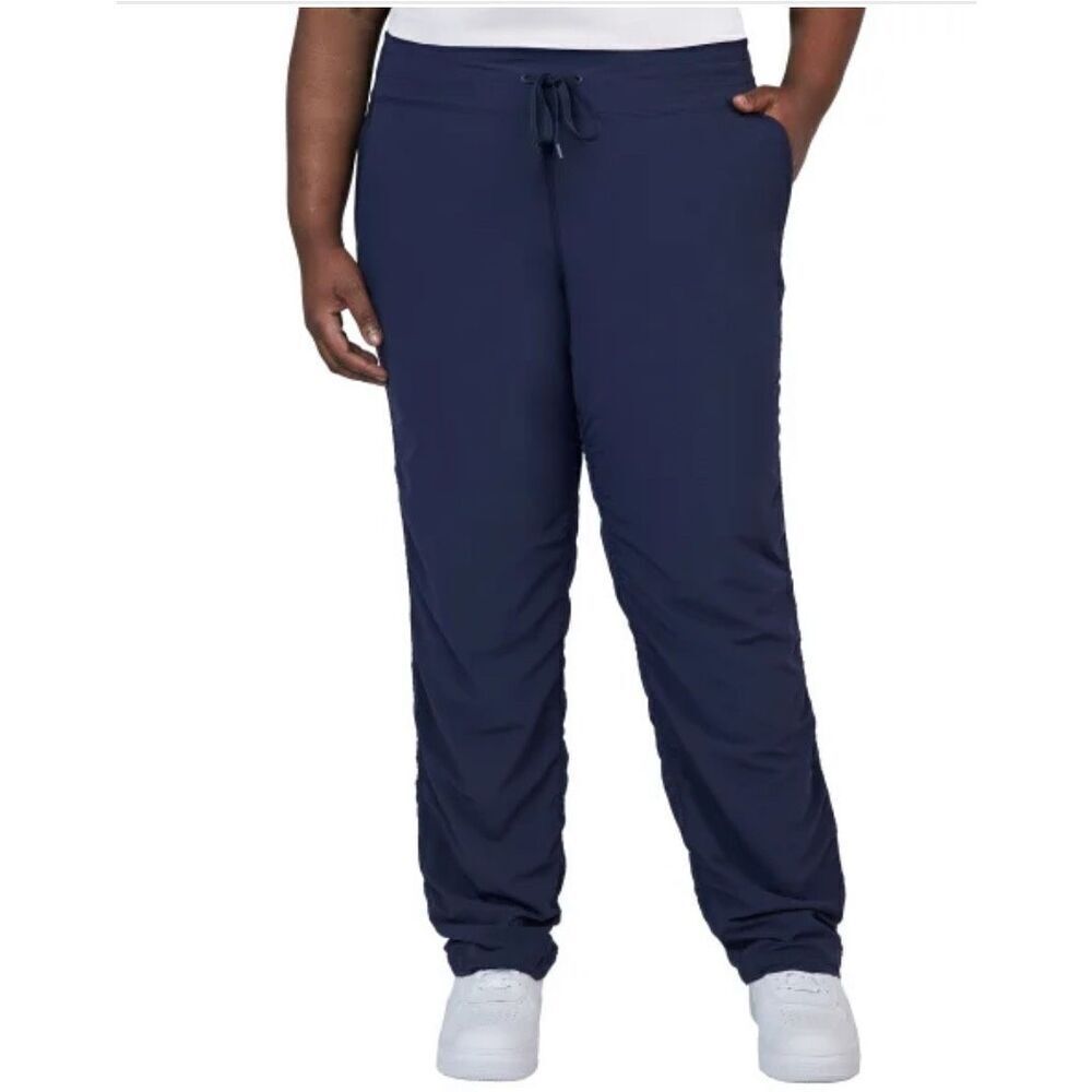 KIRKLAND SIGNATURE Women’s Active Pants 3X Blue Side Ruching Stretch Pockets NWT